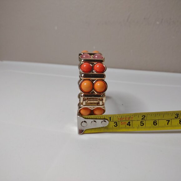 6.75 Inch Orange And Pink Hinged Bracelet - Picture 7 of 7